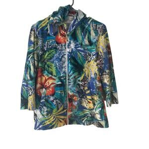 Sport Couture Size Medium Multicolor Vacation Tropical Floral Light Jacket‎